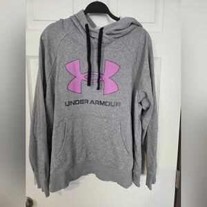 Womans Under Armour Gray Hoodie with Pink Logo